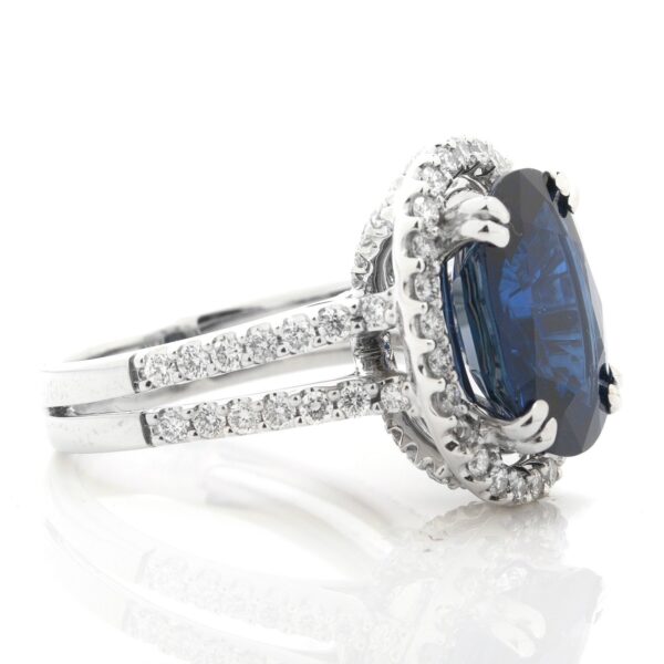7.60 Carat Oval Blue Sapphire & Diamond Cocktail Ring