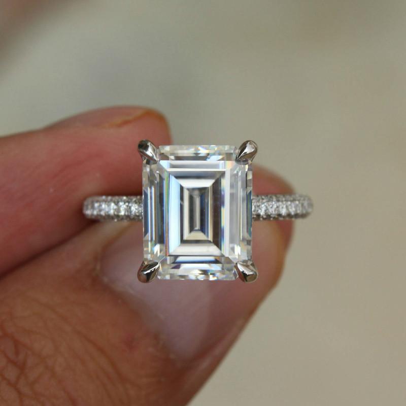 Emerald and Diamond Three Stone Art Deco Ring | Custom Engagement Rings