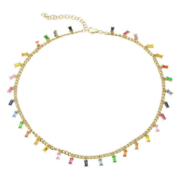 4 Carat Rainbow Sapphire Necklace 14"