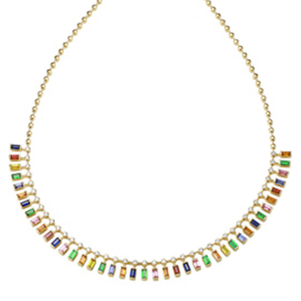 6 Carat Rainbow Sapphire Necklace 14"