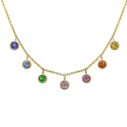 Multicolor Sapphire Bezel Necklace