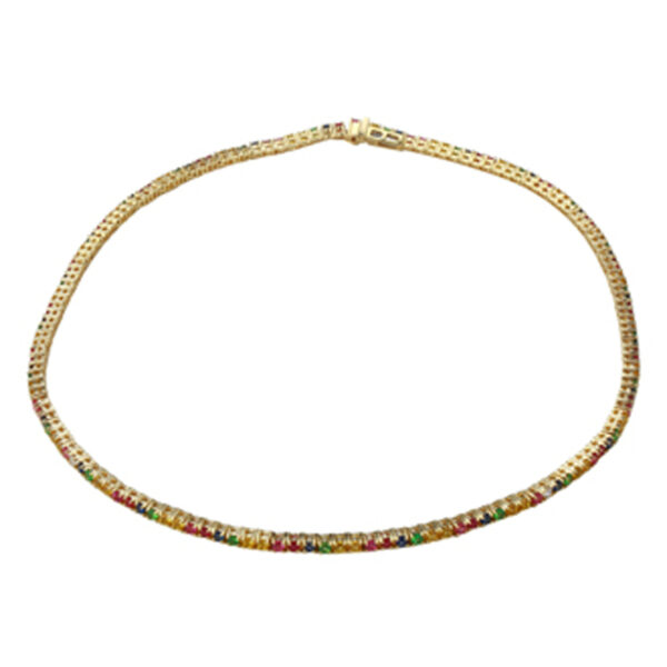 Rainbow Sapphire Choker Necklace 14.25"