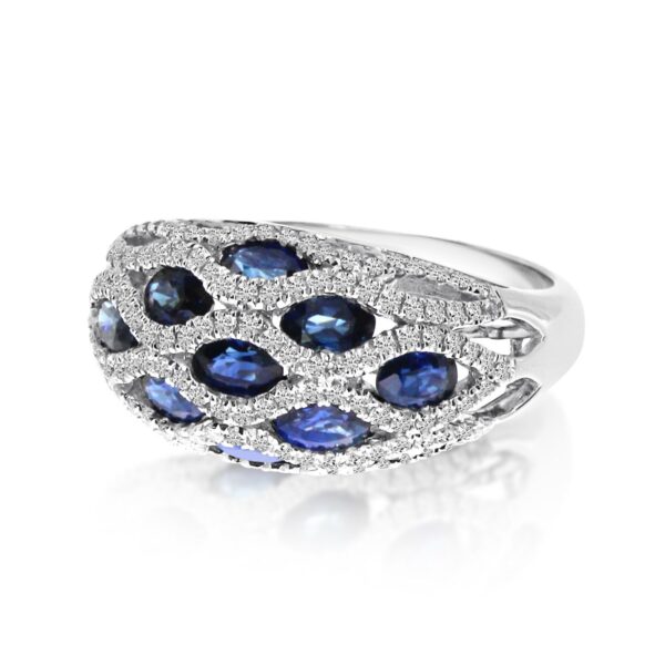 1.80 Carat Sapphire & Diamond Domed Lattice Ring