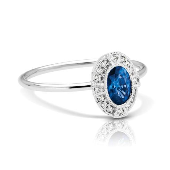 1.00 Carat Oval Sapphire & Diamond Ring