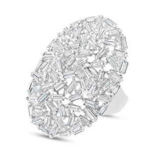 Diamond Baguette Cluster Ring 14k White Gold