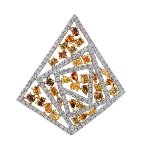 Yellow Diamond & White Diamond Geometric Pendant
