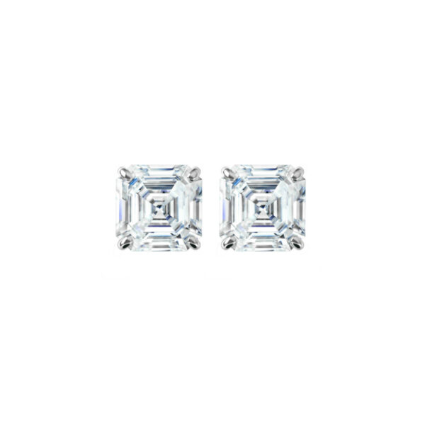 2 ctw Asscher Diamond Stud Earrings