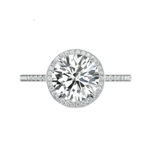 4.00 Carat Forever One Moissanite & Diamond Double Edge Halo Bright Cut Pave Ring