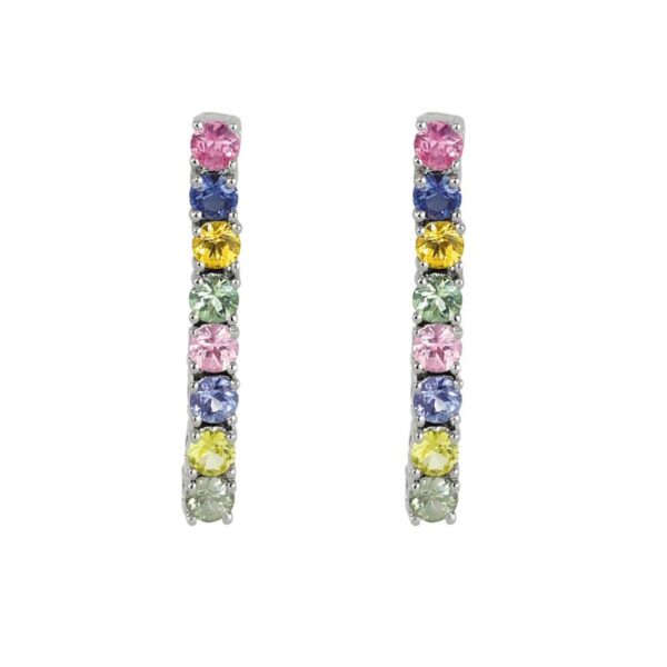Rainbow Sapphire Bar Earrings