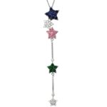 Diamond, Blue & Pink Sapphire, and Garnet Star Lariat Necklace