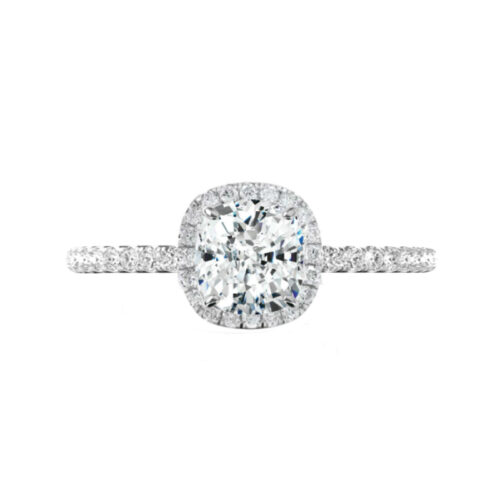 1.50 Carat Cushion Diamond & Halo Engagement Ring
