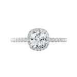 0.75 Carat Cushion Diamond & Halo Engagement Ring