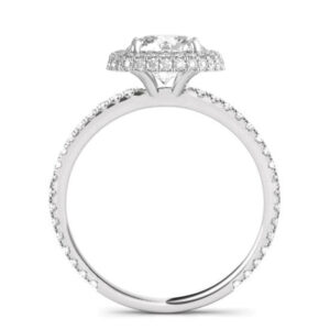 1 Carat Oval Diamond & Double Halo Diamond Edge Ring