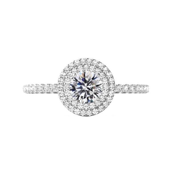 0.90 Carat Round Diamond & Double Halo Engagement Ring