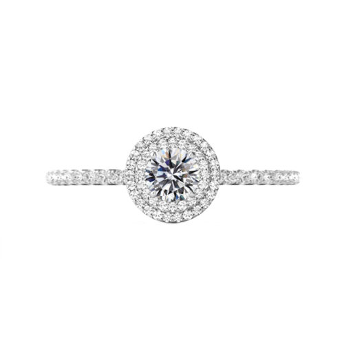 0.50 Carat Round Diamond & Double Halo Engagement Ring