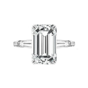 5 Carat Emerald Moissanite & Diamond Baguette Ring