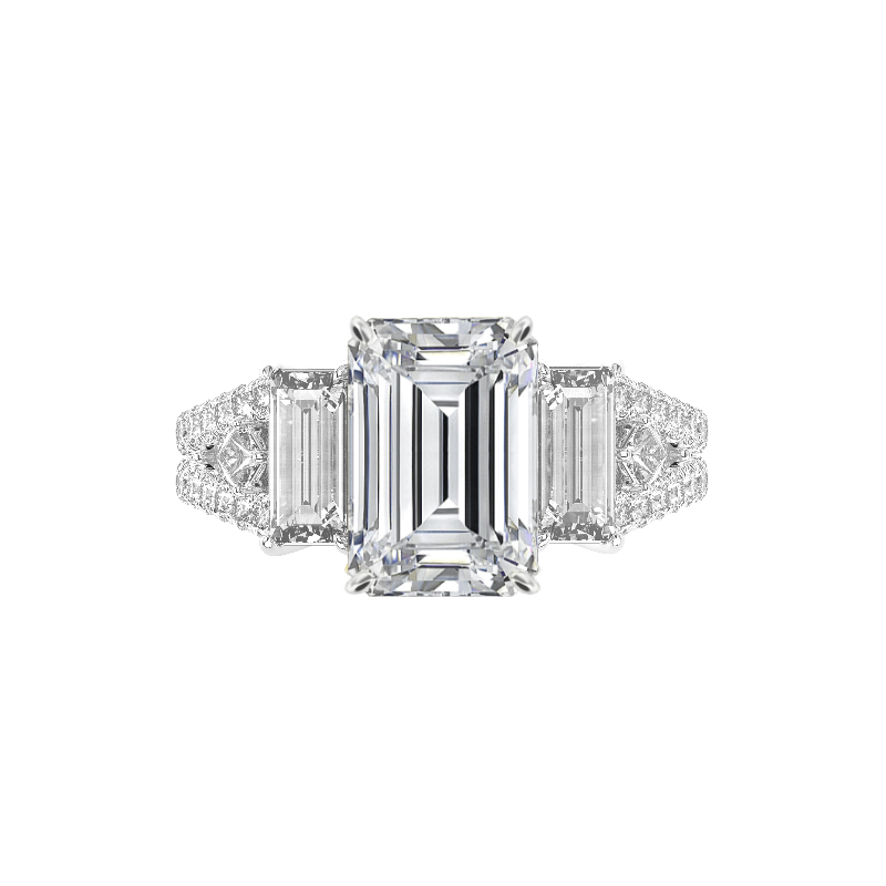 I LOVE this one. My only concern is how a wedding band would pair with it.  Emerald Cut Diamond Thre… | Wedding rings vintage, Engagement rings, Black  wedding rings