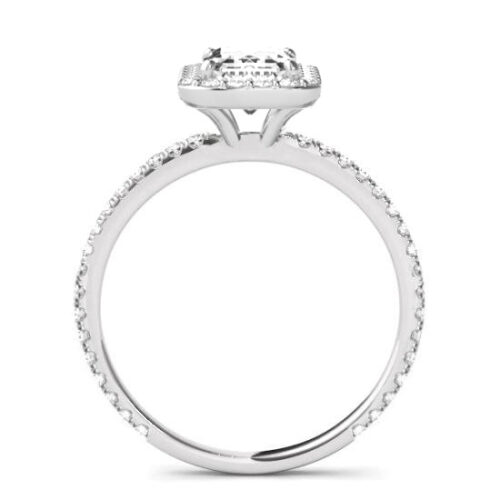 0.70 Carat Emerald Cut Diamond & Halo Ring