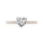 0.70 Carat Heart Diamond Pave Rose Gold Ring