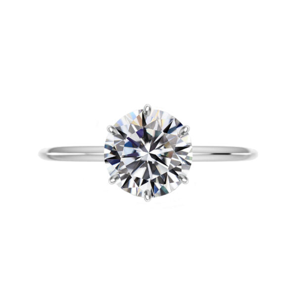 3.50 Carat Round Moissanite Six Prong Knife Edge Solitaire Ring