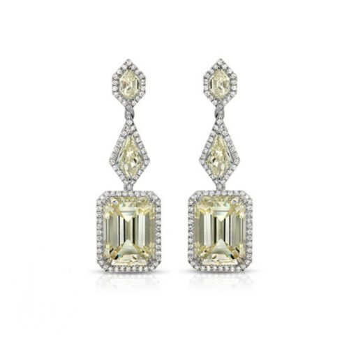 Geometric Yellow Diamond Dangle Earrings