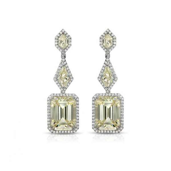 Geometric Yellow Diamond Dangle Earrings