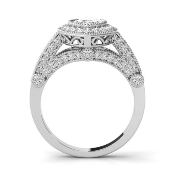 1 Carat Marquise Diamond & Bright Cut Pave Halo Ring