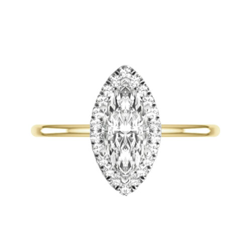 2 Carat Marquise Lab Grown Diamond & Halo Solitaire Ring