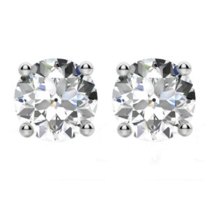 4.00 carats tw. Old European Cut Moissanite Four Prong Stud Earrings 14k White Gold