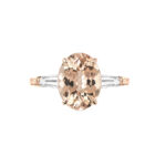 3 Carat Oval Morganite & Diamond Baguette Rose Gold Ring