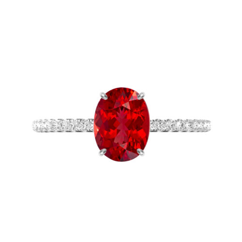 3 Carat Oval Red Spinel & Diamond Hidden Halo Ring
