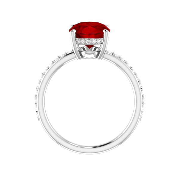 3 Carat Oval Red Spinel & Diamond Hidden Halo Ring