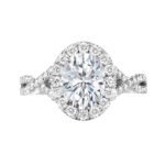 2.00 Carat Oval Diamond & Halo Twisted Shank Engagement Ring