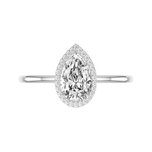 1.70 Carat Pear Diamond & Halo Solitaire Ring
