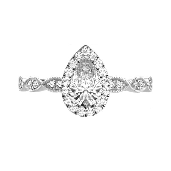 0.70 Carat Pear Diamond & Halo Vintage Inspired Ring