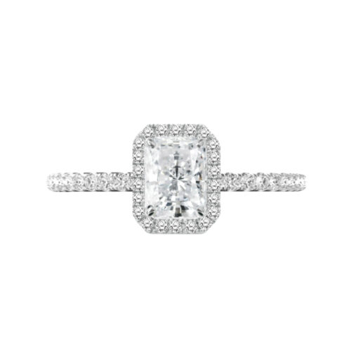 1.00 Carat Radiant Forever One Moissanite & Diamond Halo Engagement Ring