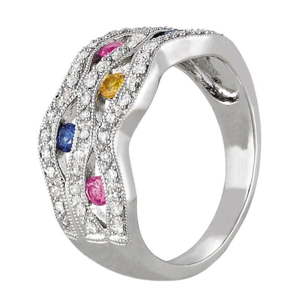 Rainbow Sapphire & Diamond Fashion Ring