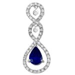 1.00 Carat Pear Sapphire & Diamond Triple Drop Pendant Necklace