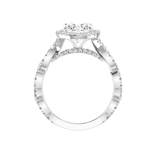 2.00 Carat Oval Diamond & Halo Twisted Shank Engagement Ring