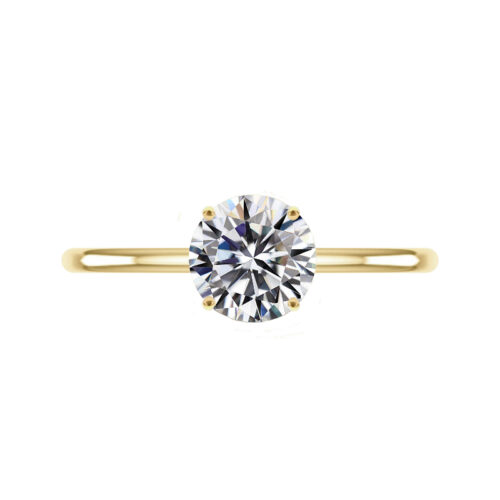 2 Carat Round Forever One Moissanite Yellow Gold Solitaire