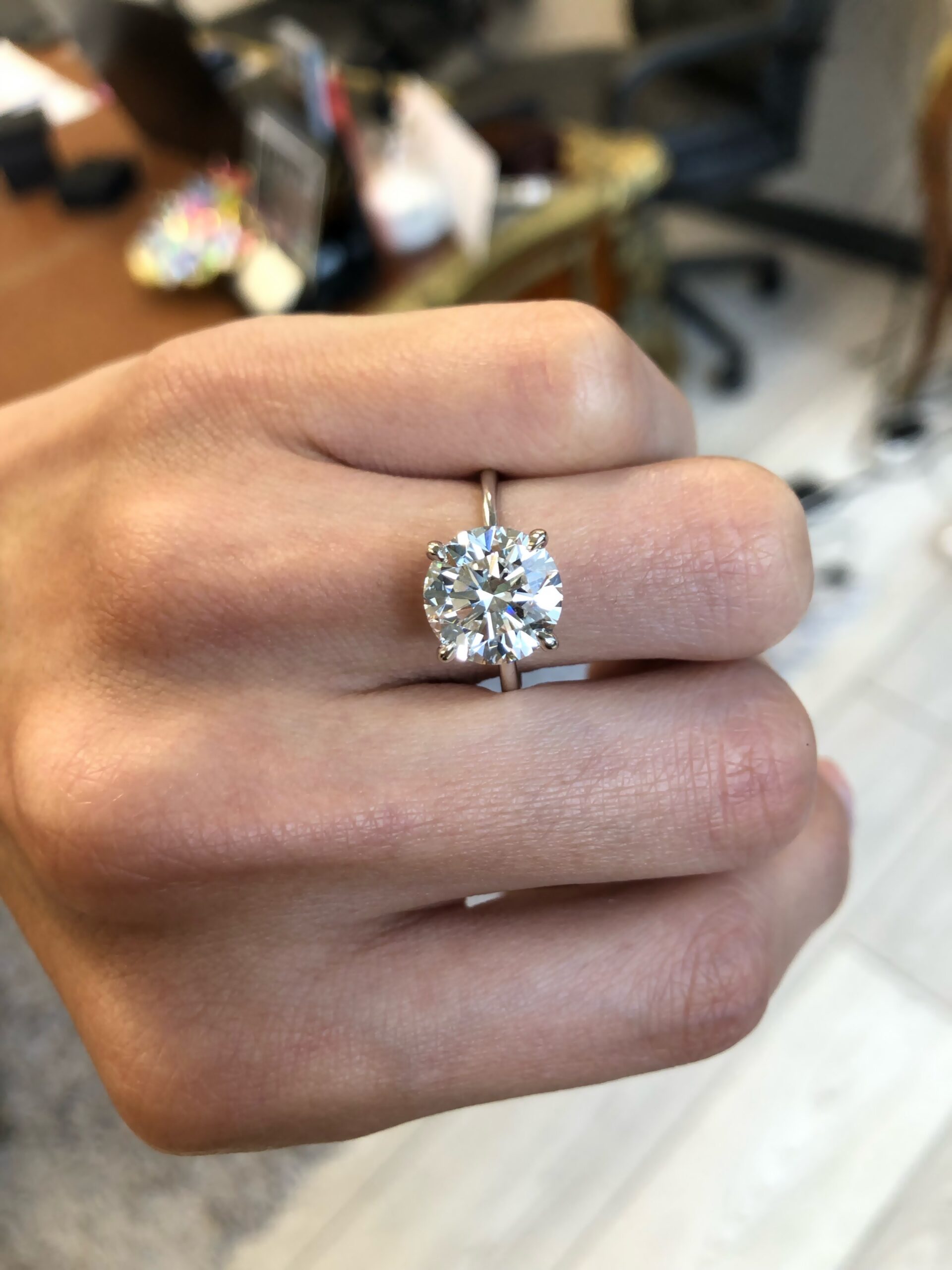4 Carat Cushion, H/VS1, Lab Grown Diamond Ring in Platinum – ASSAY