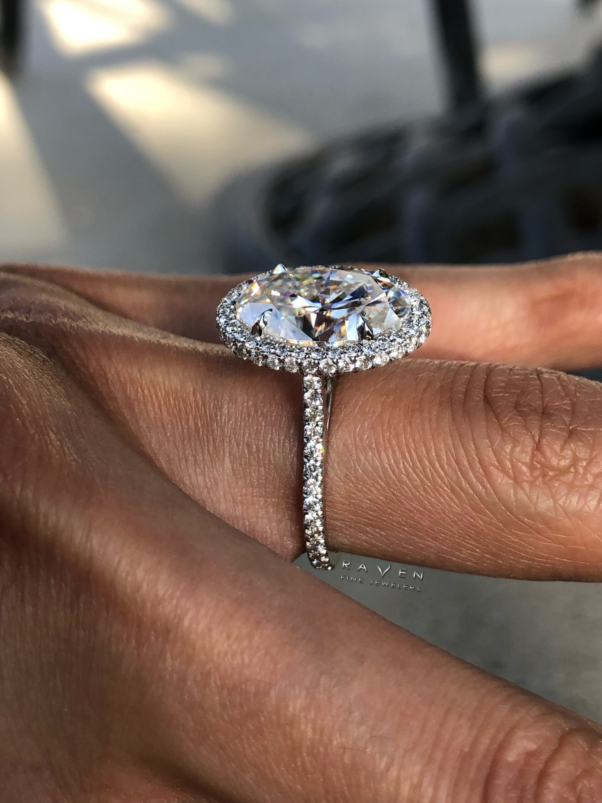 7 carat oval diamond double edge halo ring scaled