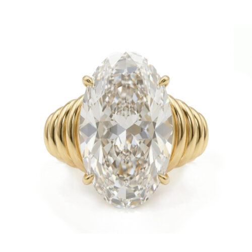 3.50 Carat Antique Moval Lab Diamond Nautilus Ring