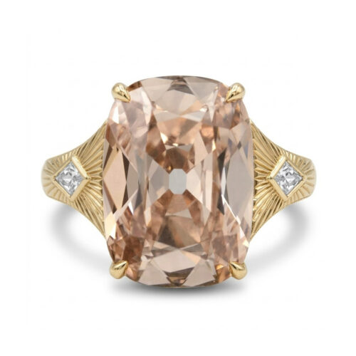 5 Carat Champagne Antique Cushion Lab Diamond Empress Ring