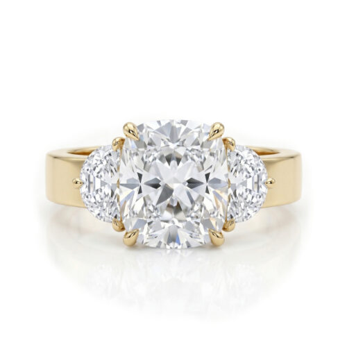 3 Carat Cushion Lab Diamond Wide Band Trio Ring