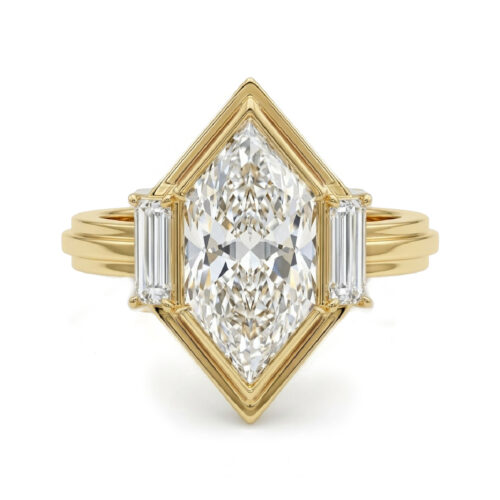 2 Carat Dutch Marquise Architectural Tiered Baguette Ring