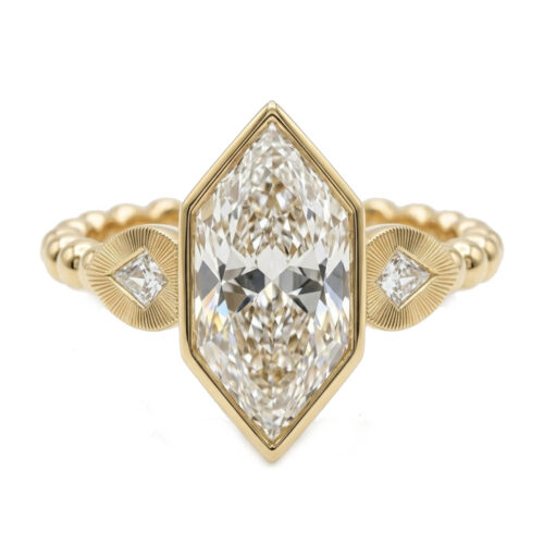 4 Carat Dutch Marquise & Fluted Kite Bead Ring
