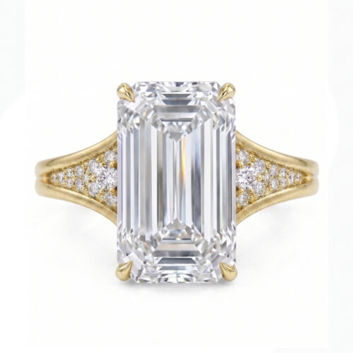 4 Carat Emerald Lab Diamond Split Pave Ring