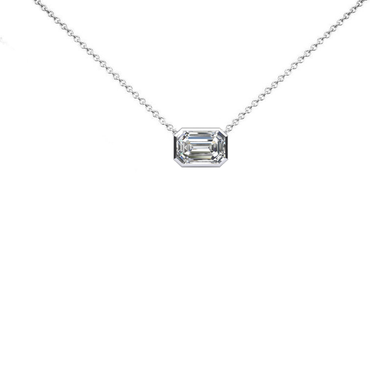 Emerald Cut Diamond Pendant - Necklaces Jewelry Collections