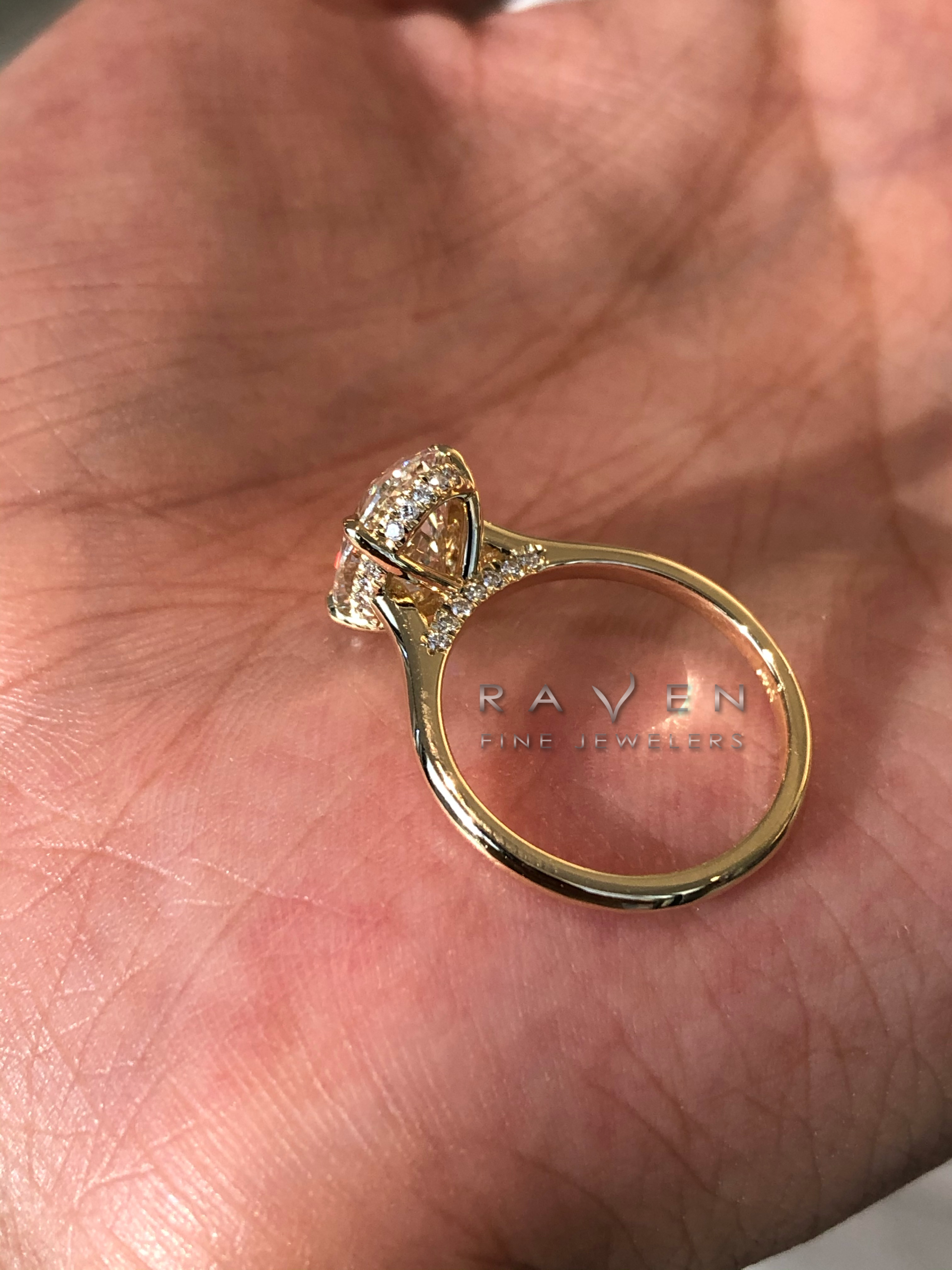 Platinum Hidden Halo Cathedral & Diamond Bridge Engagement Ring
